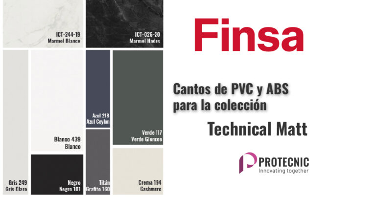 cantos de PVC y ABS Protecnic para la colección Technical matt de Finsa