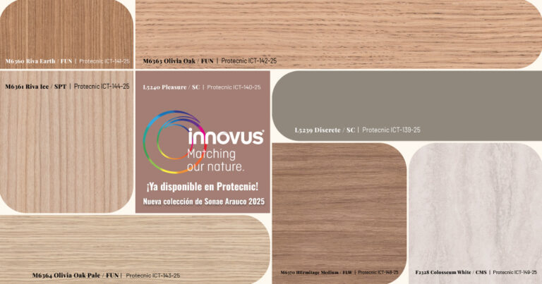 Discover the new 2025 designs by Sonae Arauco. At Protecnic, we already offer matching PVC and ABS edgebands. Innovation, design, and sustainability for your next project!