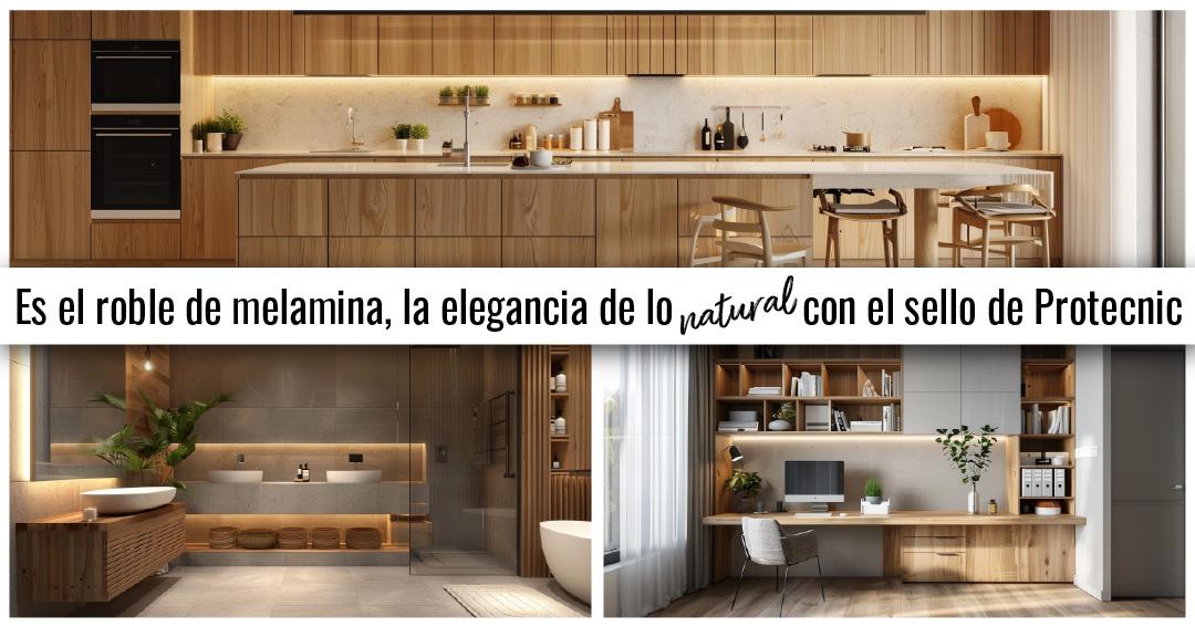 Descubre cómo el roble melamina de Protecnic combina belleza natural y durabilidad con acabados profesionales en PVC y ABS. Ideal para cocinas y muebles a medida.