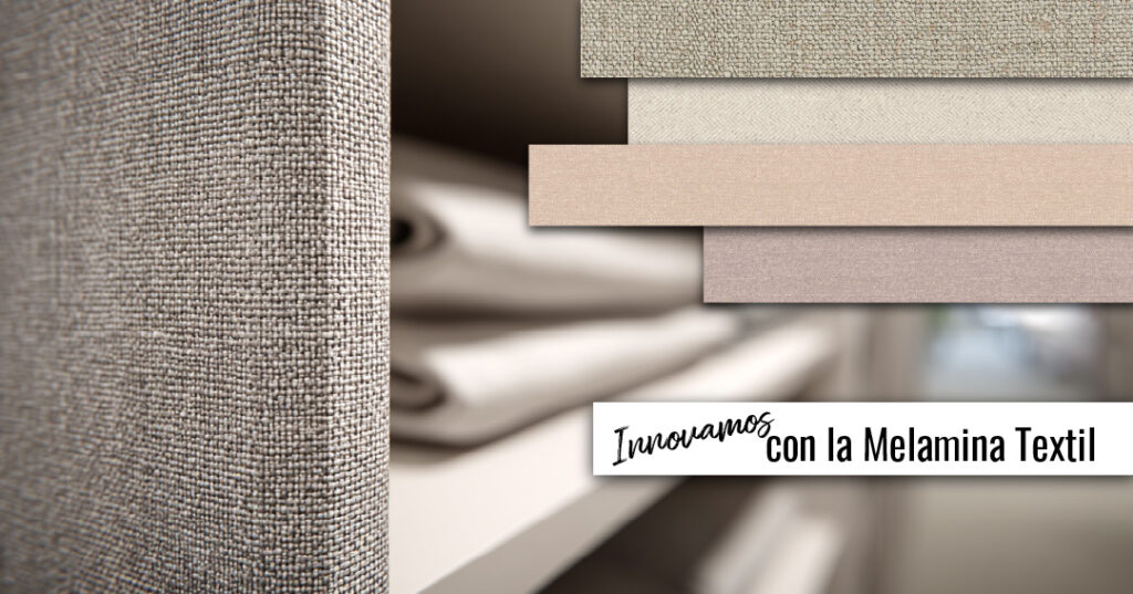 Melamina textil con acabado tipo tejido y tapacantos Protecnic para mobiliario de diseño innovador.