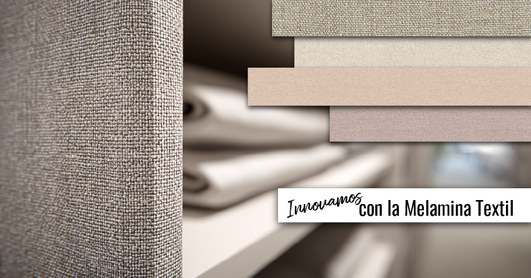 Melamina textil con acabado tipo tejido y tapacantos Protecnic para mobiliario de diseño innovador.