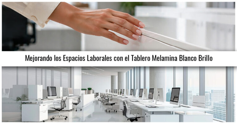 Oficina moderna con muebles de tablero melamina blanco brillo y cantos de PVC y ABS de Protecnic para un acabado impecable