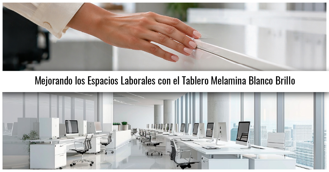 Oficina moderna con muebles de tablero melamina blanco brillo y cantos de PVC y ABS de Protecnic para un acabado impecable